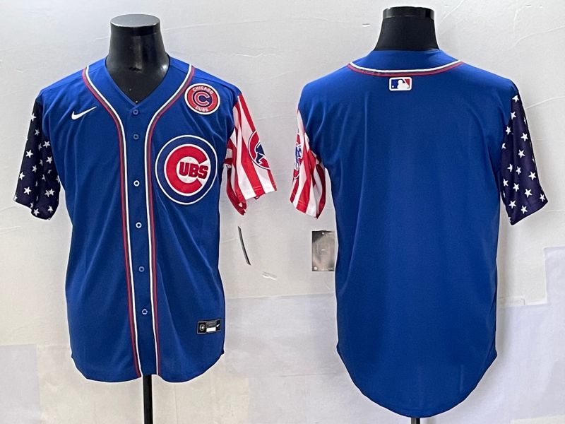 Men 2025 Chicago Cubs Blank Blue a generation of national flags Joint Name Nike MLB Jersey style 2
